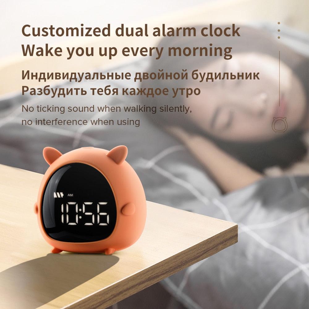 Table Clock Cute Alarm Clock Cute Toddler Alarm Clock Dimming Sleep Training Clock with Night Light Kids Wake Up Clock USB Rechargeable Easy Setting Kids Bedside Kids Night Wake Up Light Multi Function Alarm Clock for For Child Children Home Decoration - Korvel
