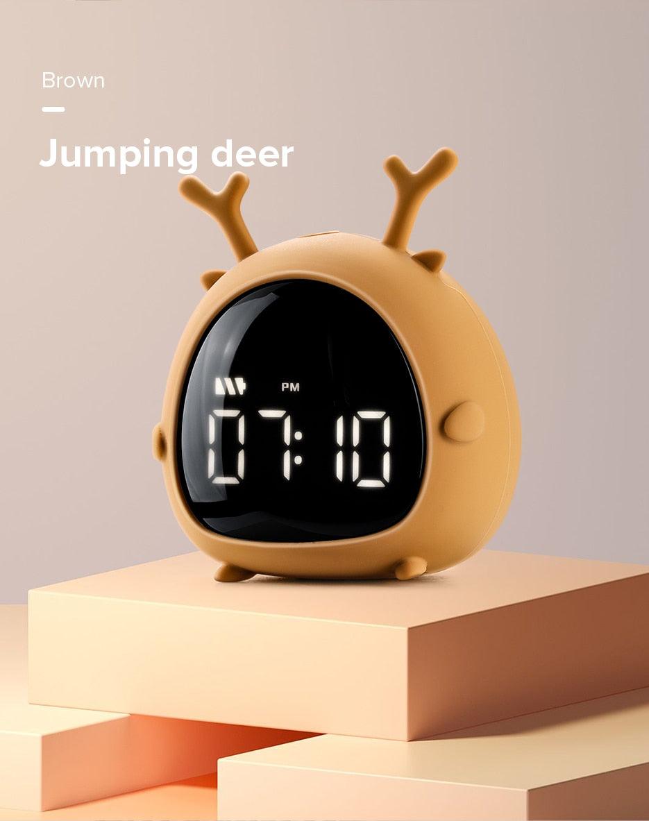Table Clock Cute Alarm Clock Cute Toddler Alarm Clock Dimming Sleep Training Clock with Night Light Kids Wake Up Clock USB Rechargeable Easy Setting Kids Bedside Kids Night Wake Up Light Multi Function Alarm Clock for For Child Children Home Decoration - Korvel
