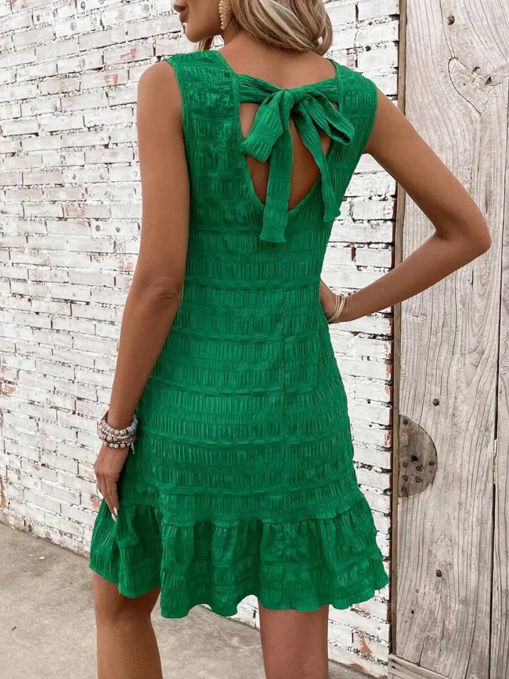 Tank top back lace up dress casual solid color - Korvel