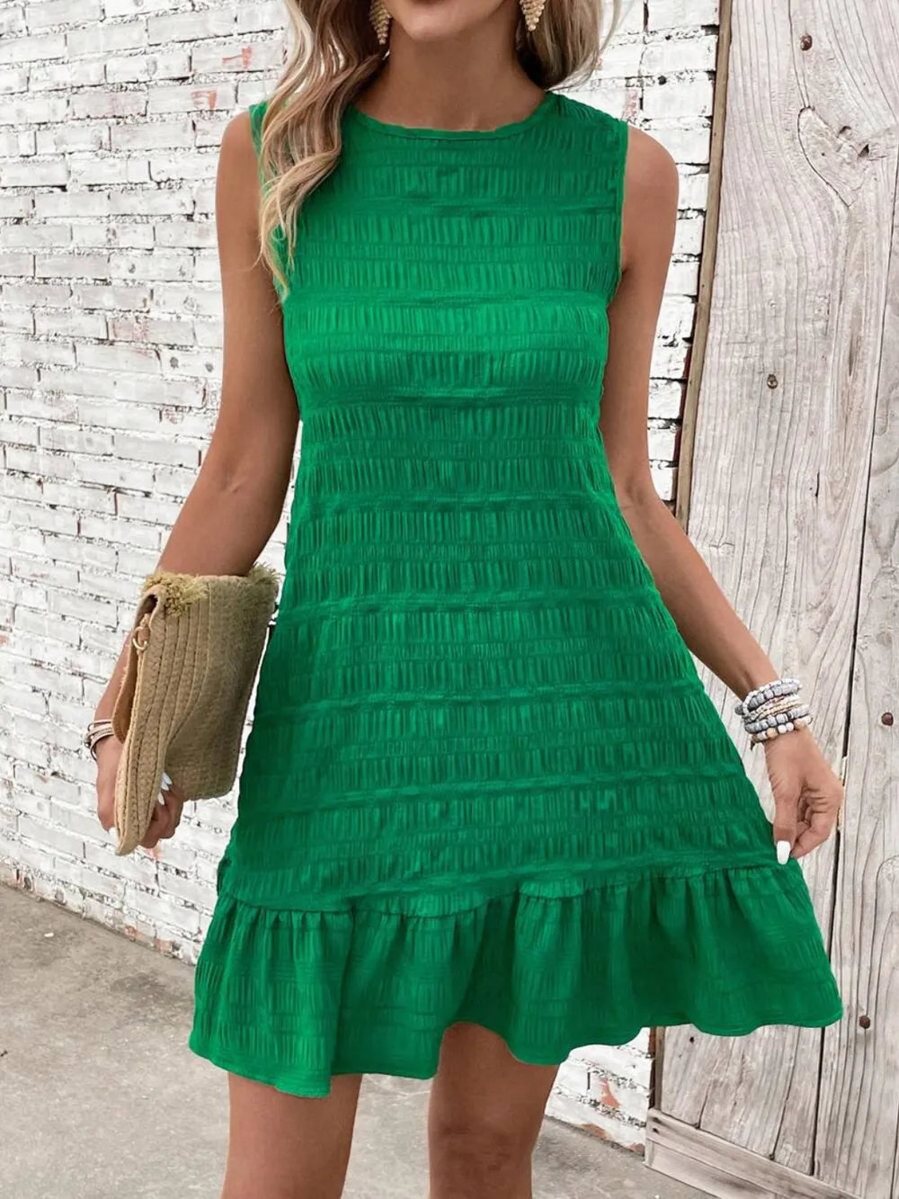 Tank top back lace up dress casual solid color - Korvel