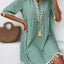 Tassel Printed Notched Half Sleeve Mini Dress - Korvel