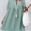 Tassel Printed Notched Half Sleeve Mini Dress - Korvel