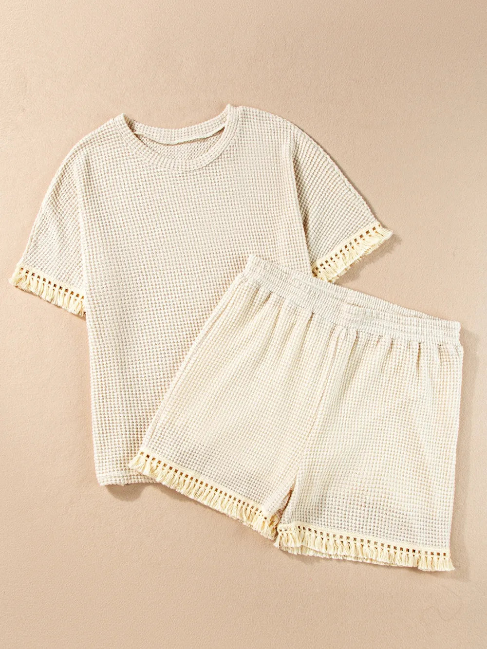 Tassel Round Neck Top and Shorts Set - Korvel