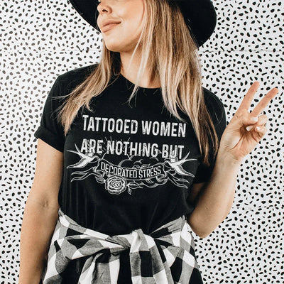 Decorated Stress Tee for Tattooed Women