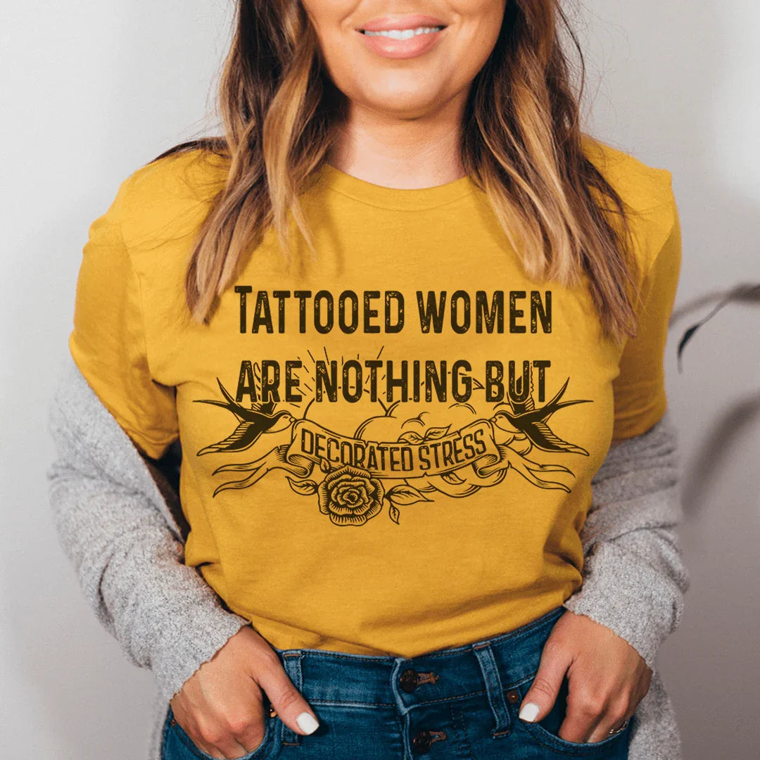 Decorated Stress Tee for Tattooed Women