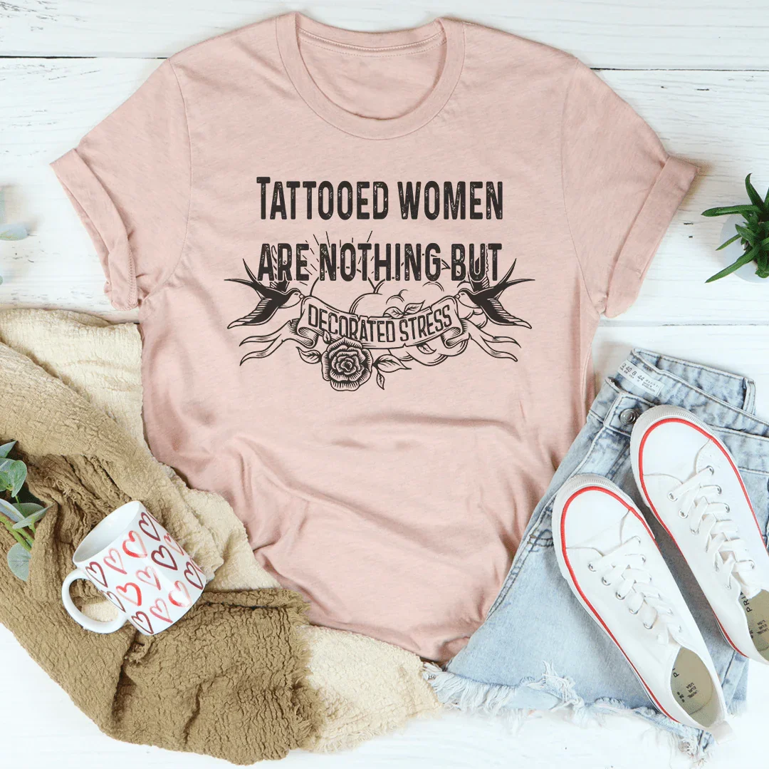 Decorated Stress Tee for Tattooed Women