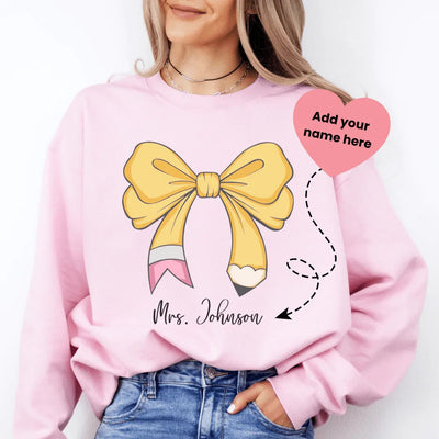 Personalized Teacher Bow Pencil Sweatshirt