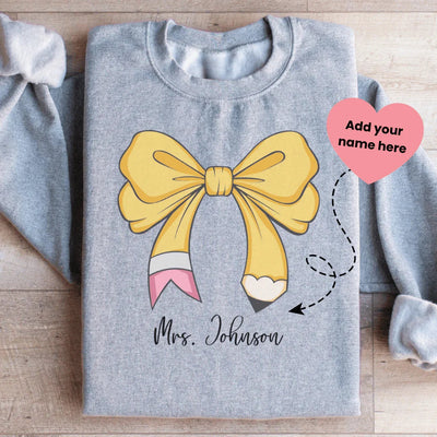 Personalized Teacher Bow Pencil Sweatshirt