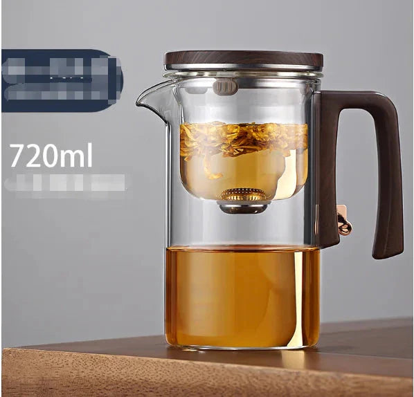 All-Glass Heat-Resistant Teapot with Integrated Filter