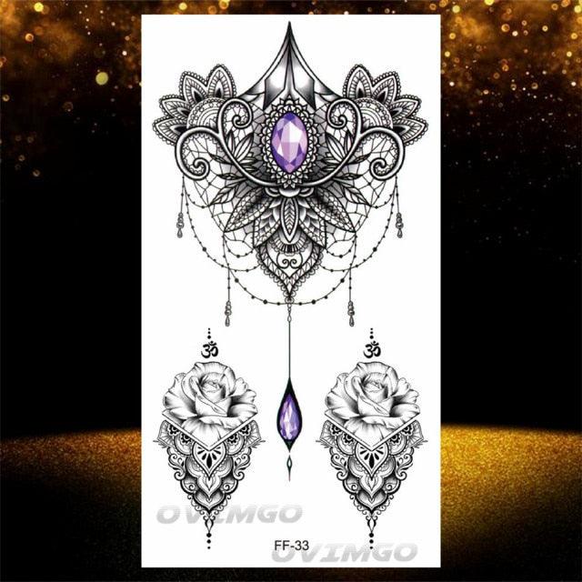 Elegant Temporary Lotus Flower Tattoo Sticker for Women