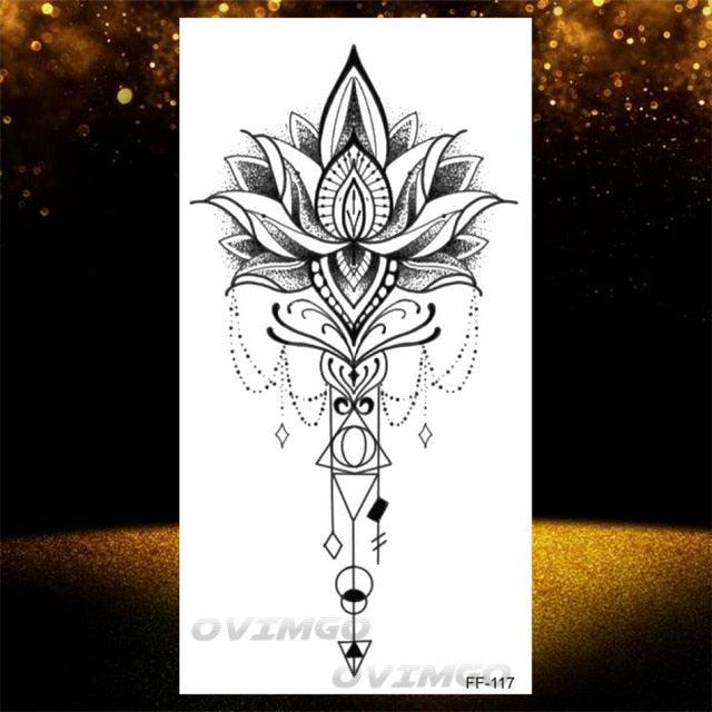 Elegant Temporary Lotus Flower Tattoo Sticker for Women