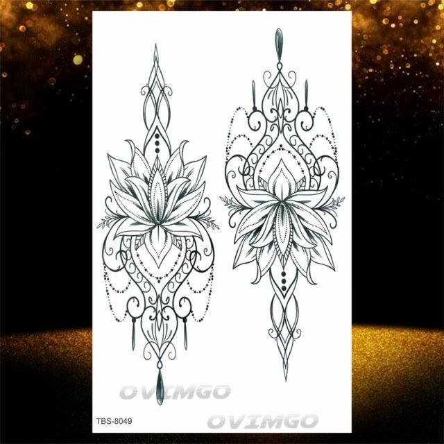 Elegant Temporary Lotus Flower Tattoo Sticker for Women