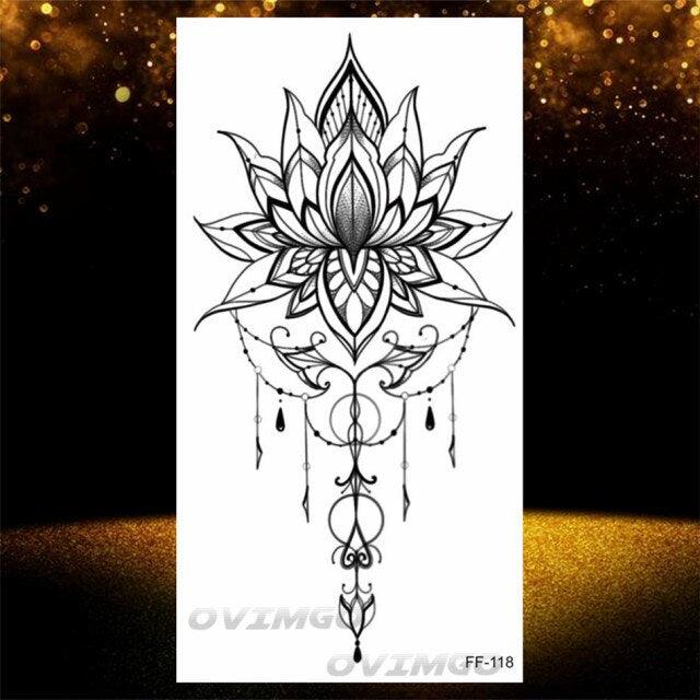 Elegant Temporary Lotus Flower Tattoo Sticker for Women
