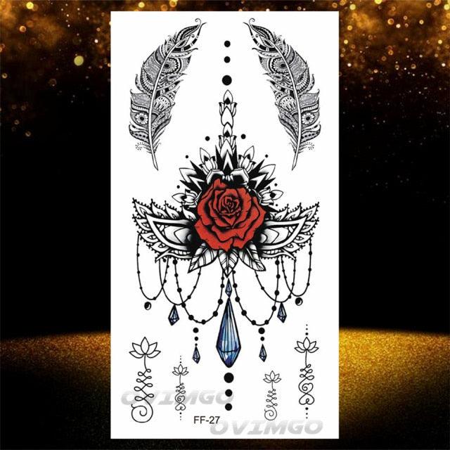 Elegant Temporary Lotus Flower Tattoo Sticker for Women