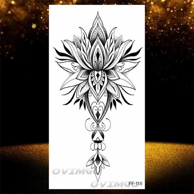 Elegant Temporary Lotus Flower Tattoo Sticker for Women