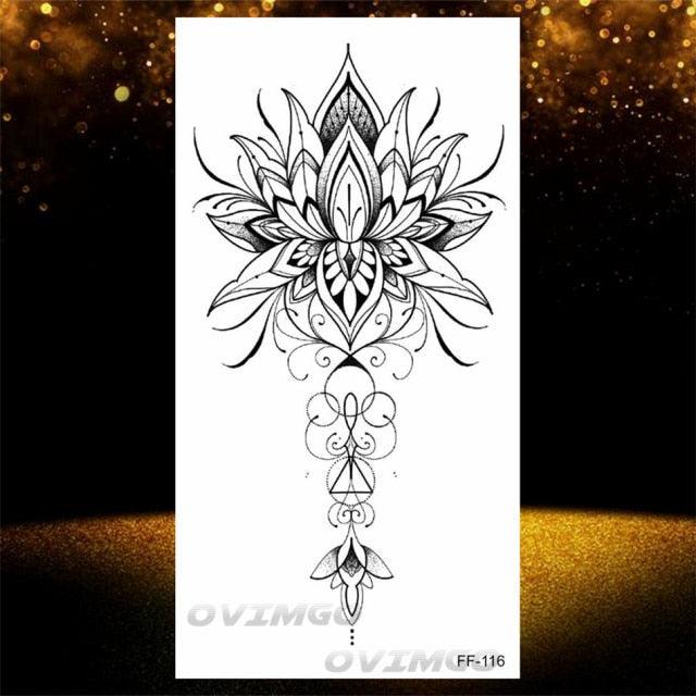 Elegant Temporary Lotus Flower Tattoo Sticker for Women
