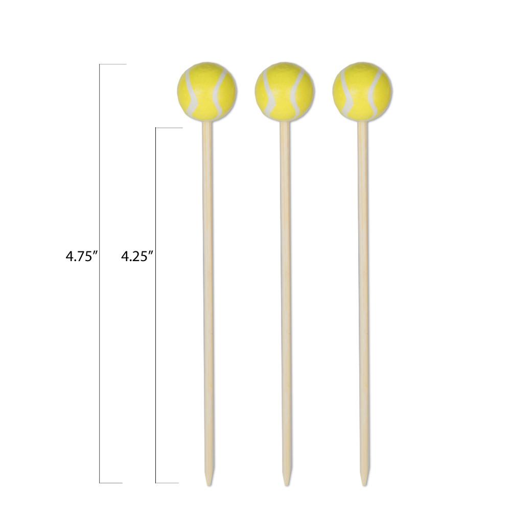 Tennis Ball Bamboo Cocktail Picks - 100 or 1000 Count