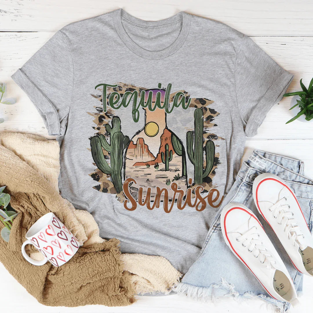 Vibrant Tequila Sunrise Graphic Tee - Korvel