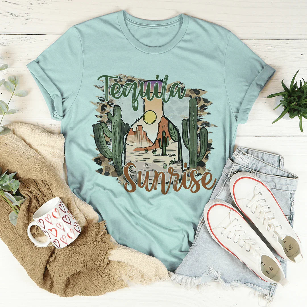 Vibrant Tequila Sunrise Graphic Tee - Korvel