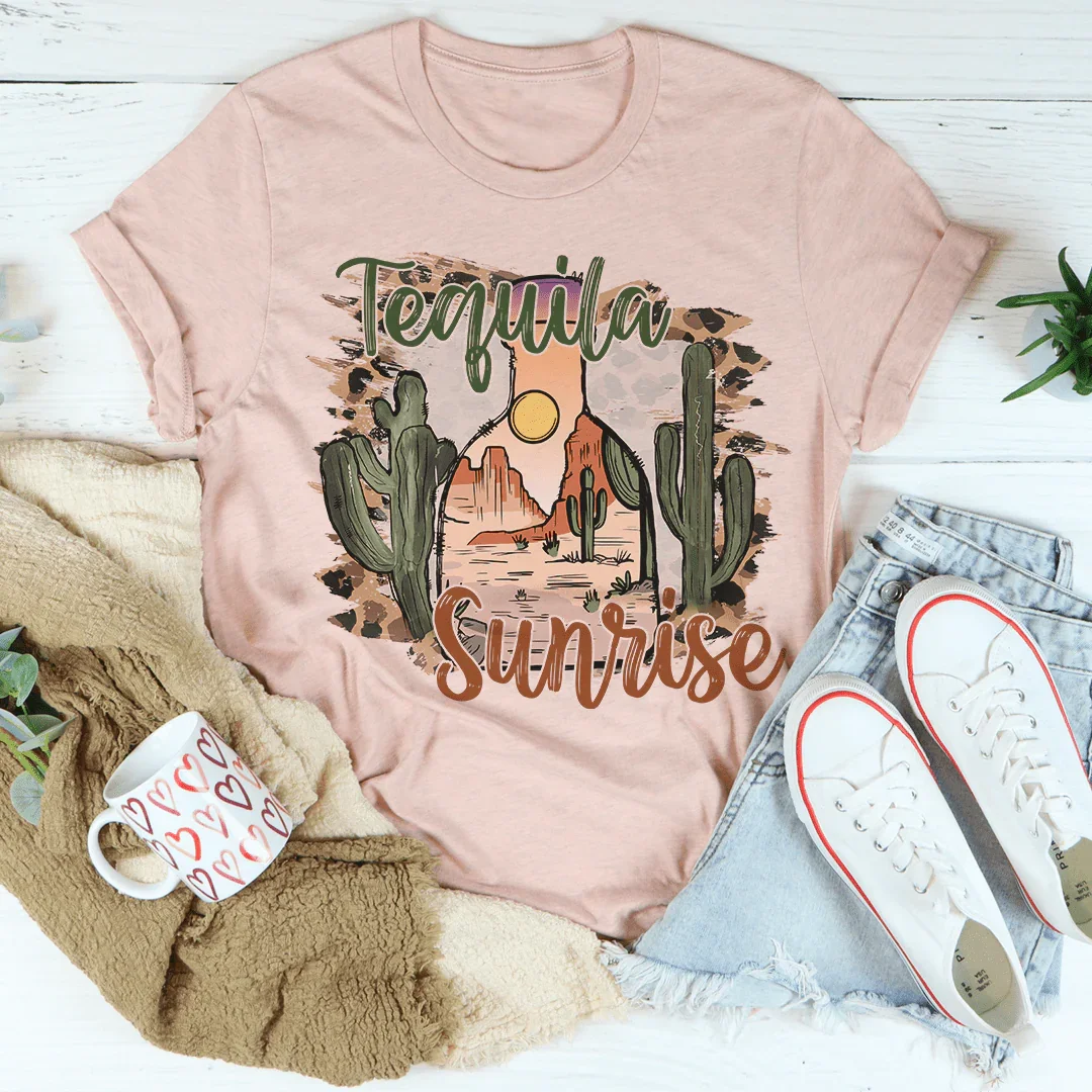 Vibrant Tequila Sunrise Graphic Tee - Korvel