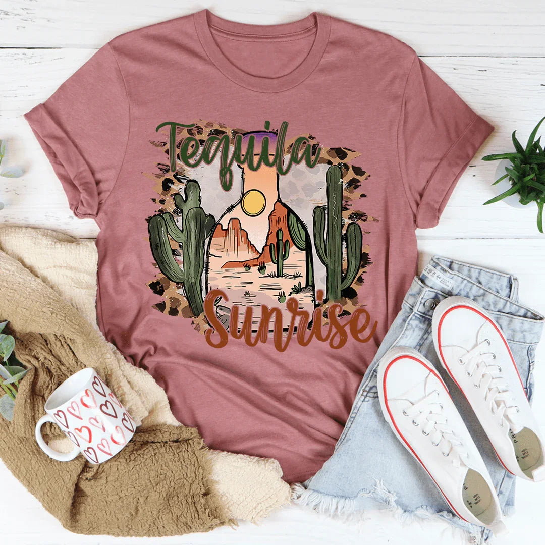 Vibrant Tequila Sunrise Graphic Tee - Korvel