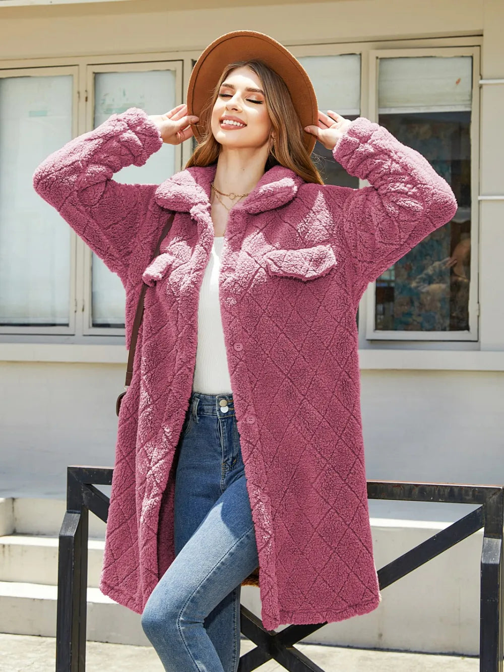 Texture Button Up Dropped Shoulder Coat - Korvel