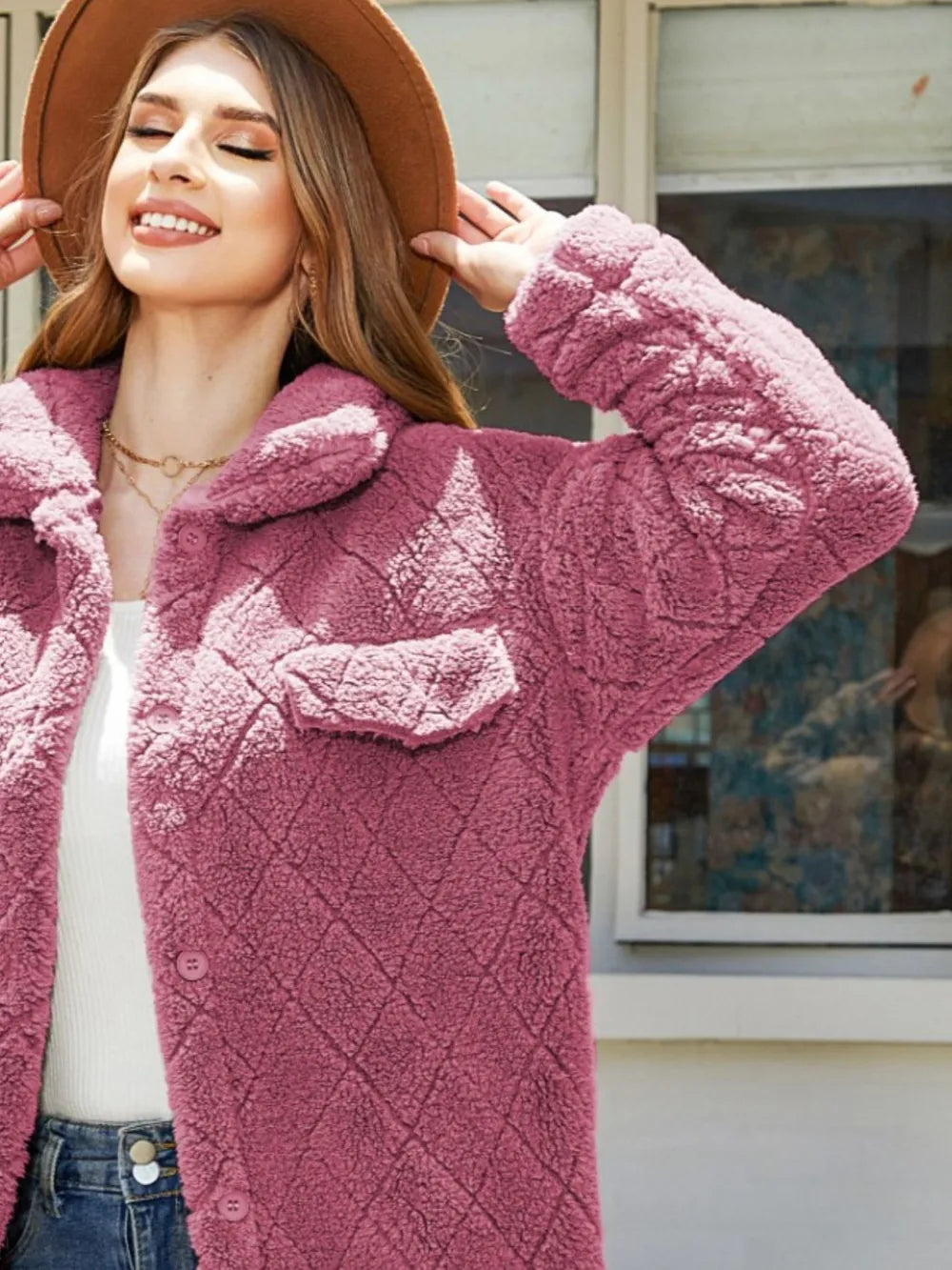 Texture Button Up Dropped Shoulder Coat - Korvel