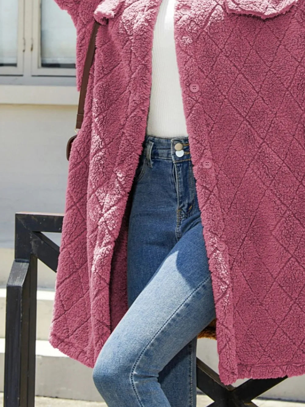 Texture Button Up Dropped Shoulder Coat - Korvel