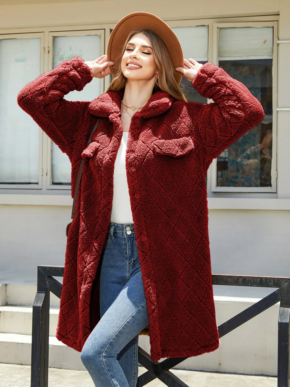 Texture Button Up Dropped Shoulder Coat - Korvel