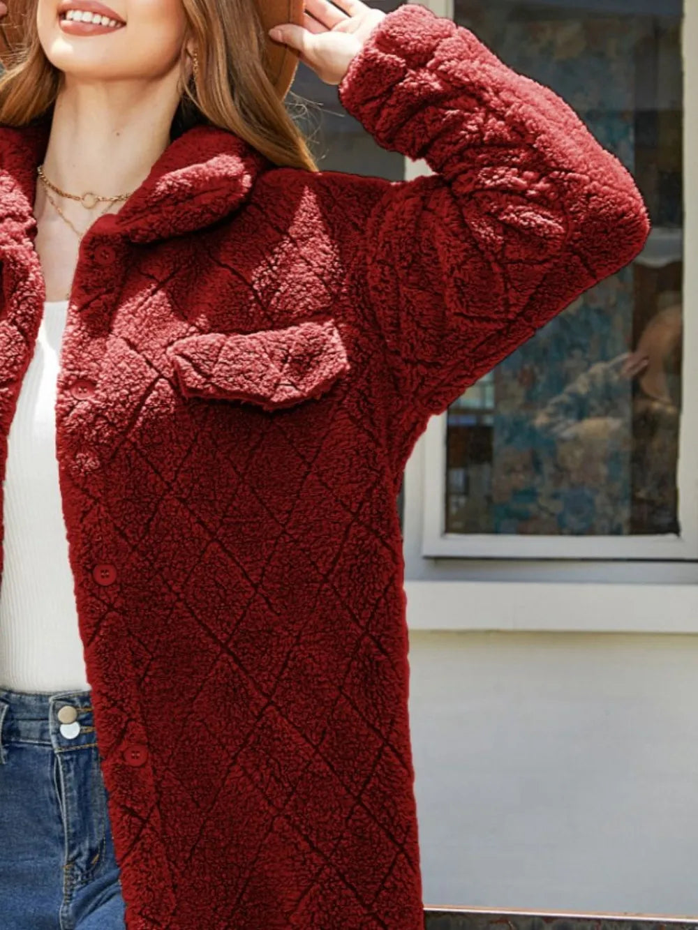 Texture Button Up Dropped Shoulder Coat - Korvel