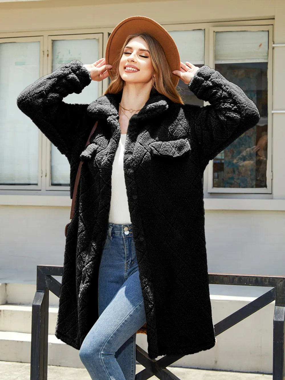Texture Button Up Dropped Shoulder Coat - Korvel