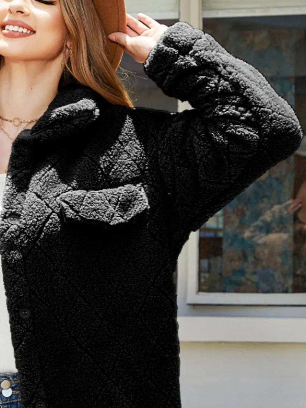 Texture Button Up Dropped Shoulder Coat - Korvel