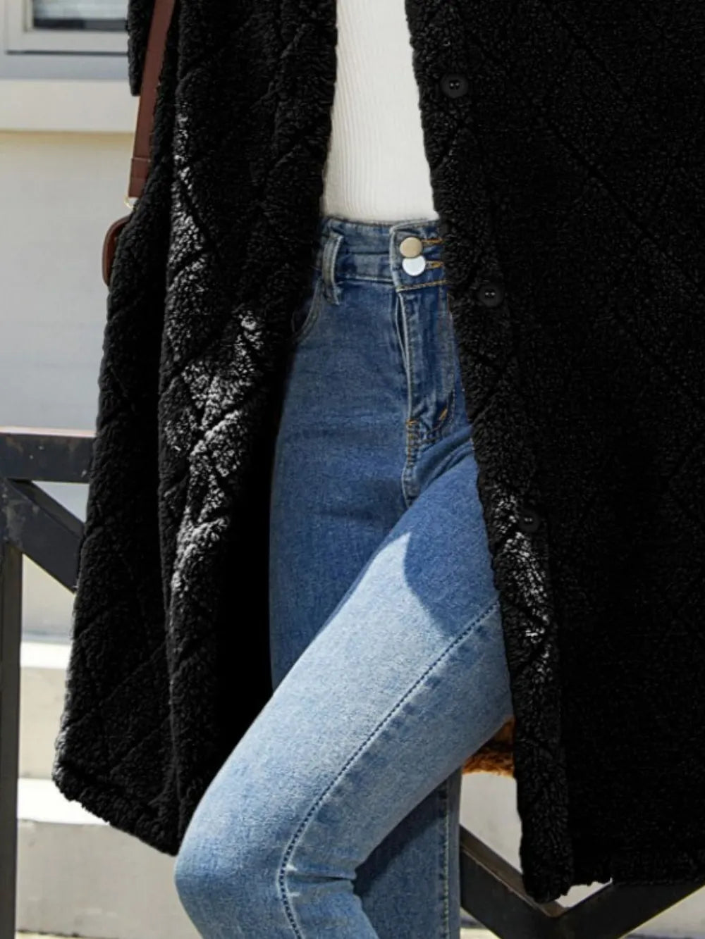 Texture Button Up Dropped Shoulder Coat - Korvel