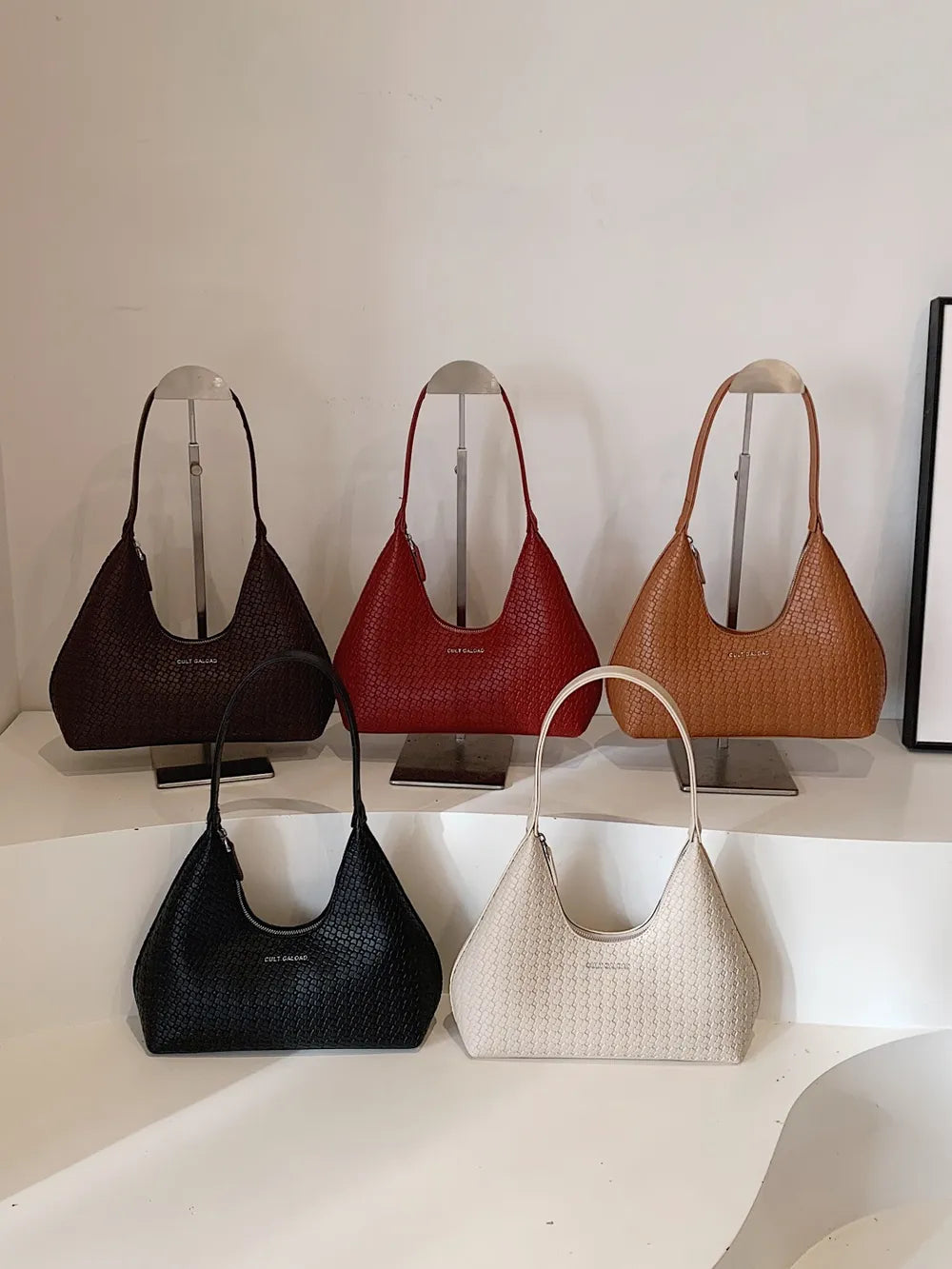 Texture PU Leather Shoulder Bag - Korvel