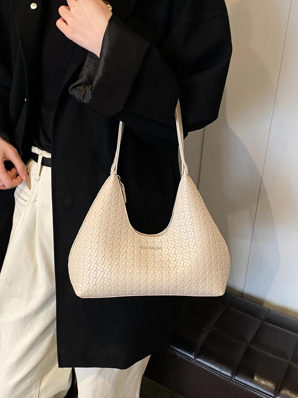 Texture PU Leather Shoulder Bag - Korvel