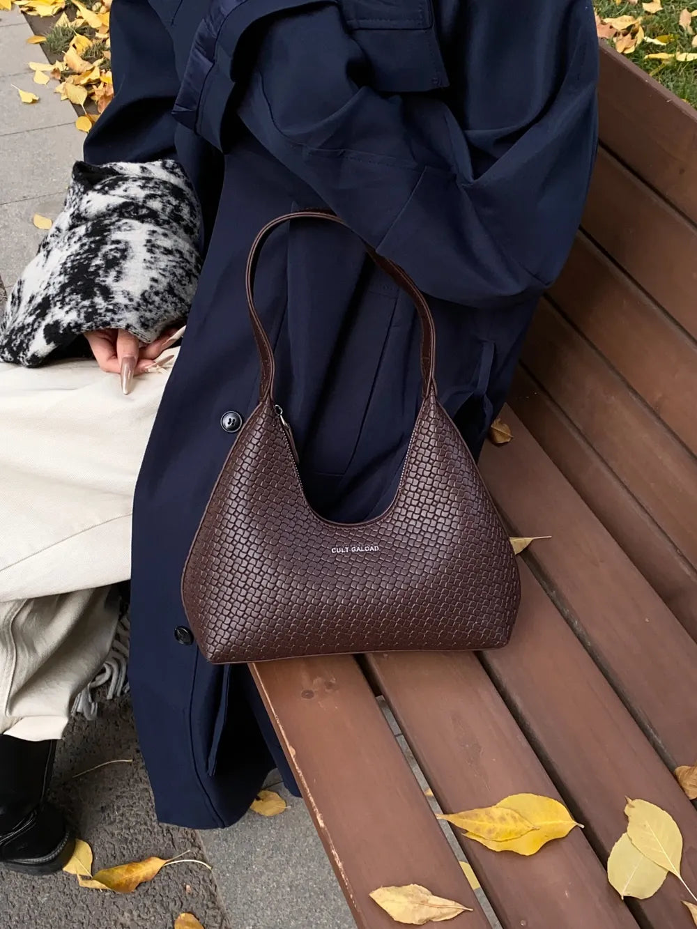 Texture PU Leather Shoulder Bag - Korvel