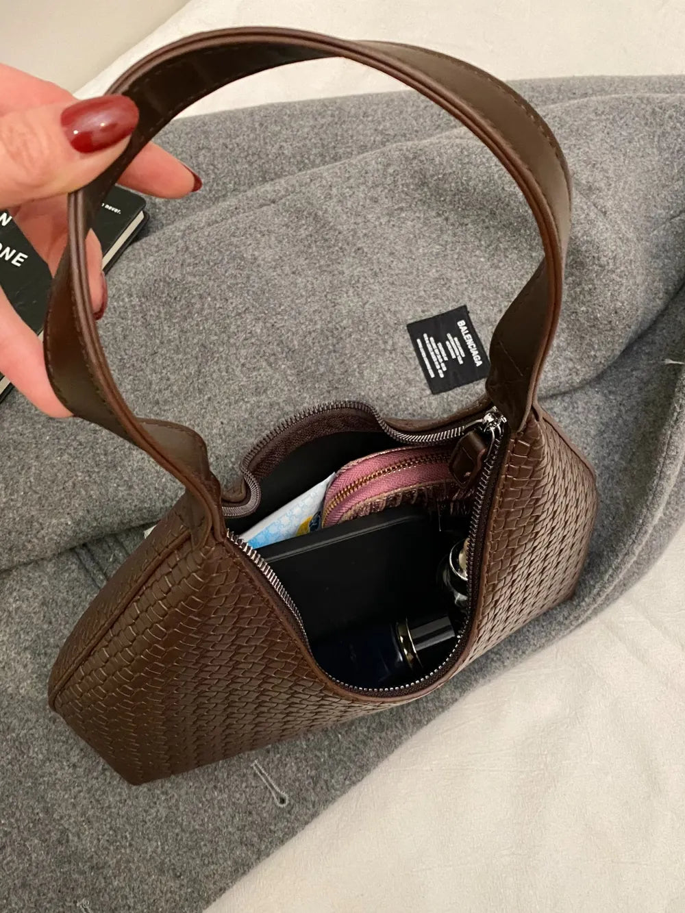 Texture PU Leather Shoulder Bag - Korvel