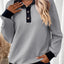 Texture Quarter Button Long Sleeve Sweatshirt