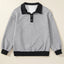 Texture Quarter Button Long Sleeve Sweatshirt