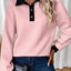 Texture Quarter Button Long Sleeve Sweatshirt