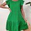 Textured Round Neck Ruffle Hem Dress - Korvel