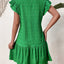 Textured Round Neck Ruffle Hem Dress - Korvel