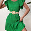 Textured Round Neck Ruffle Hem Dress - Korvel