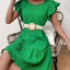 Textured Round Neck Ruffle Hem Dress - Korvel