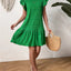 Textured Round Neck Ruffle Hem Dress - Korvel