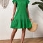 Textured Round Neck Ruffle Hem Dress - Korvel