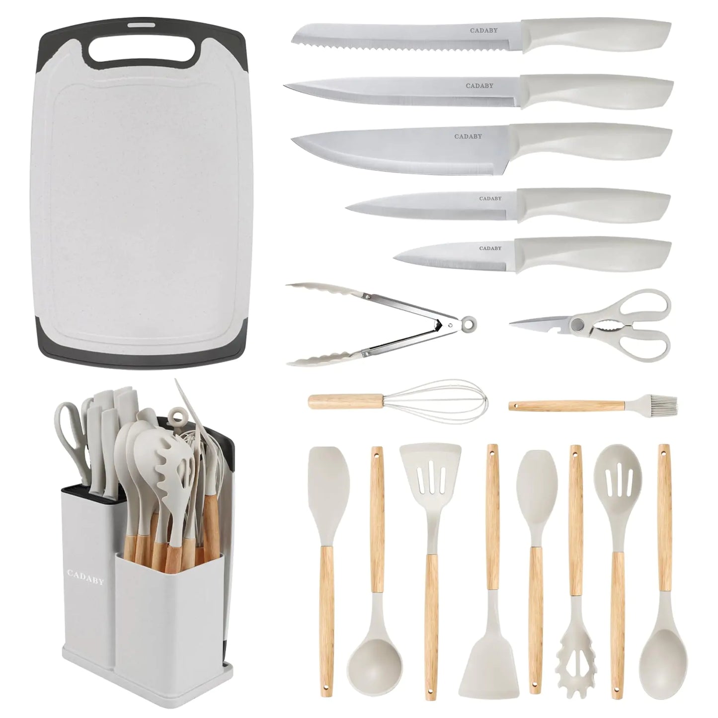 Ensemble de couteaux et ustensiles de cuisine CADABY de 19 pièces avec bloc