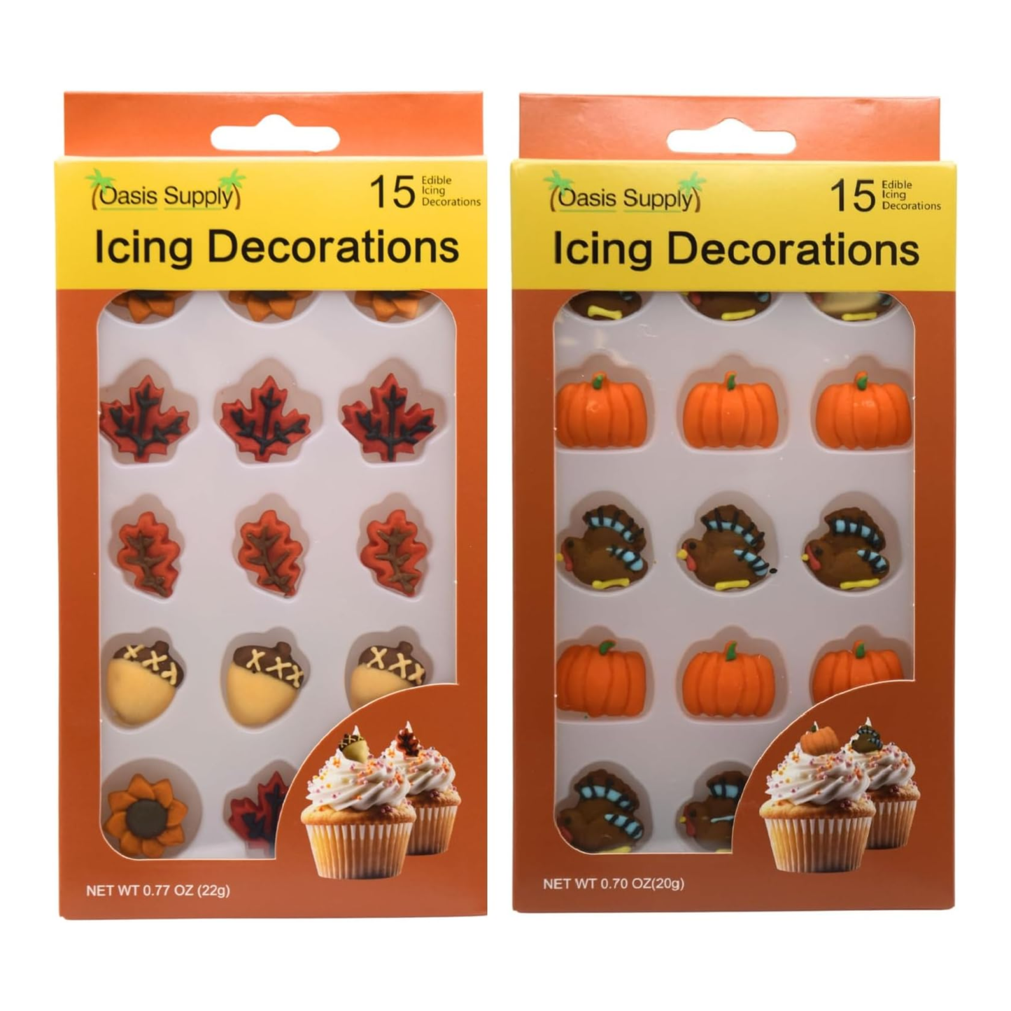 Thanksgiving Fall Edible Cake Decorations - 30 Pieces