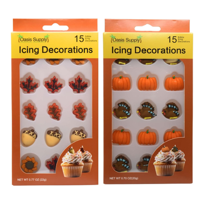 Thanksgiving Fall Edible Cake Decorations - 30 Pieces