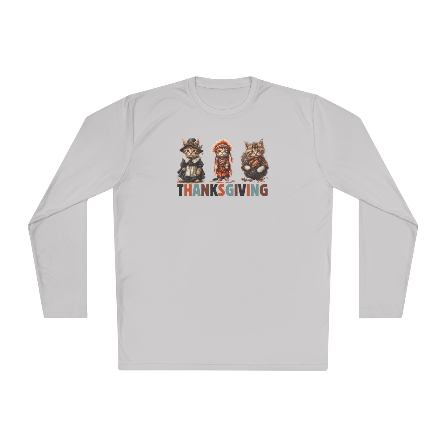 Camiseta de manga larga temática de gato para el Día de Acción de Gracias para uso unisex